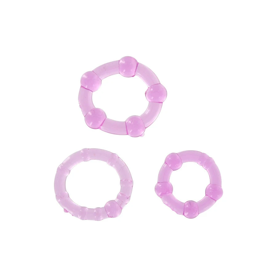 SEVEN CREATIONS - SET AUS DREI LILA PENISRINGEN
